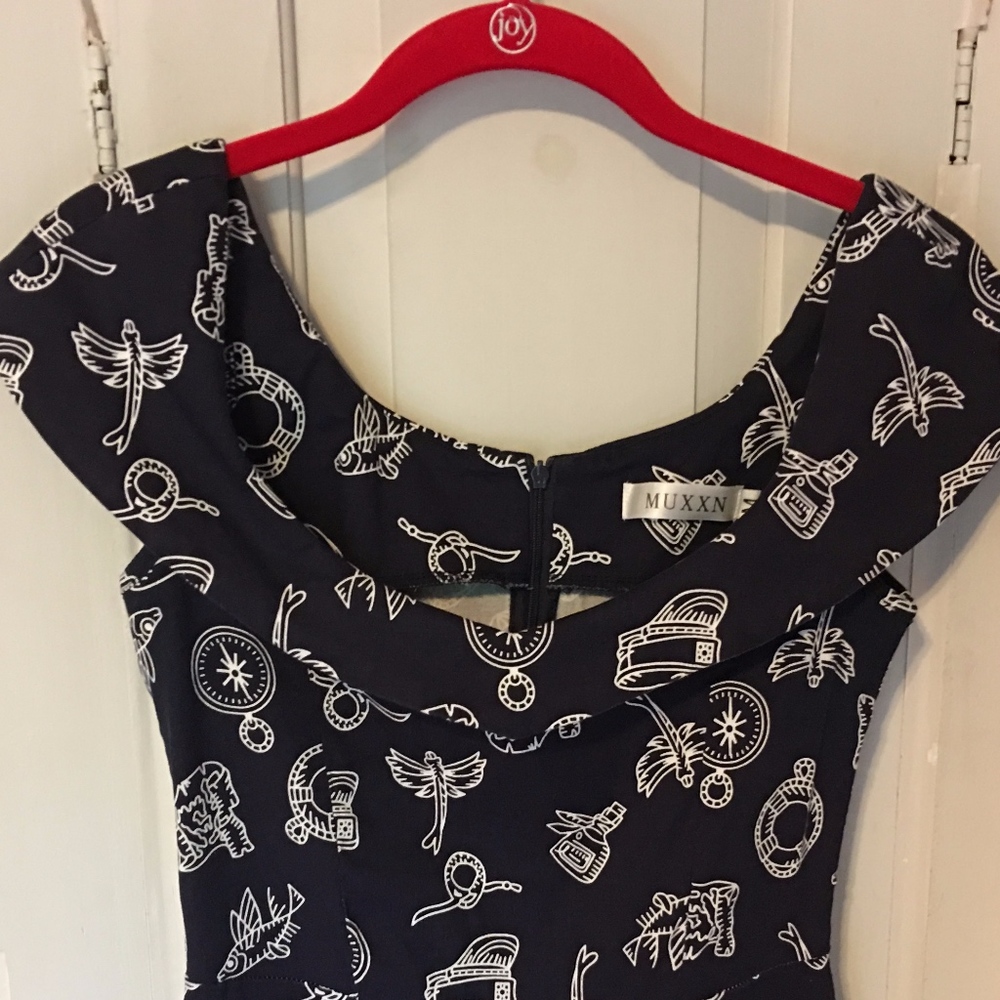 MUXXN Blue & White Nautical Dress - Picture 4 of 8